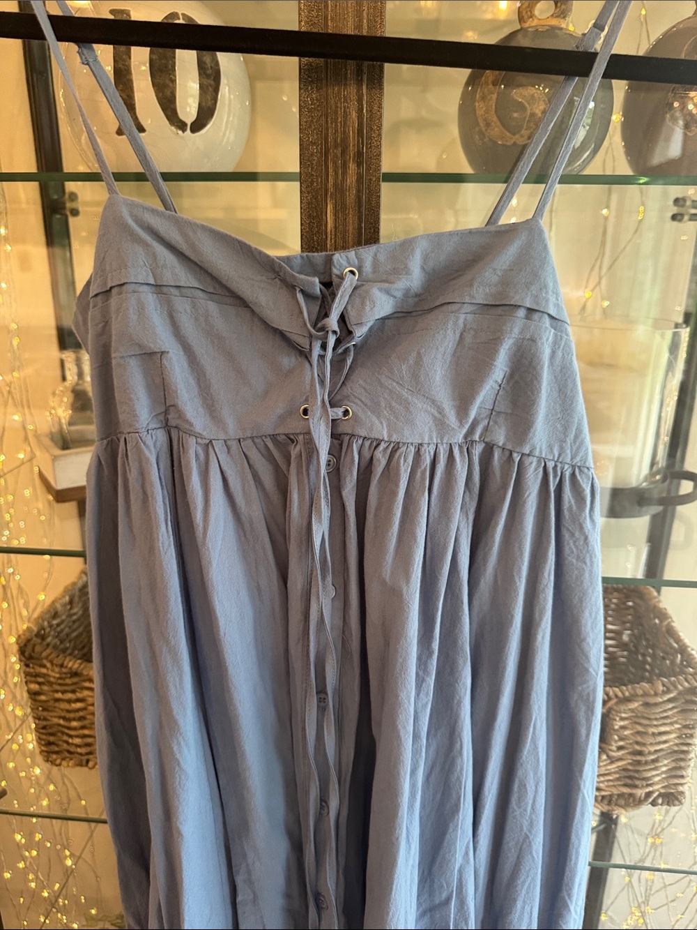 NWT stitchdrop Light Blue Spaghetti Strap Maxi Dress